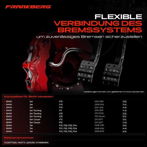 Frankberg 1x Bremsschlauch Bremsschläuche Vorderachse Links oder Rechts für BMW F10 F18 F07 F11 G31 F06 F12 F13 F01 Bild Frankberg 1x Bremsschlauch Bremsschläuche Vorderachse Links oder Rechts für BMW F10 F18 F07 F11 G31 F06 F12 F13 F01