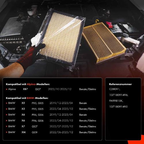 2x Luftfilter Filtereinsatz für BMW G05 G06 G07 G09 F95 F96 Alpina XB7 4.4L Bild 2x Luftfilter Filtereinsatz für BMW G05 G06 G07 G09 F95 F96 Alpina XB7 4.4L