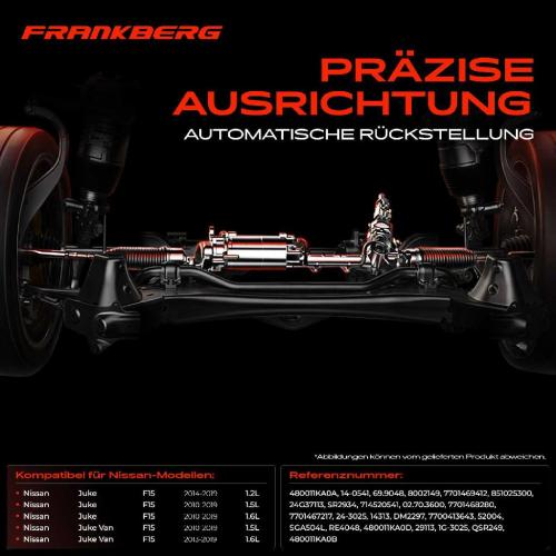 Frankberg 1x Lenkgetriebe Servolenkgetriebe für Nissan Juke F15 1.6L 1.2L 2010-2019 Bild Frankberg 1x Lenkgetriebe Servolenkgetriebe für Nissan Juke F15 1.6L 1.2L 2010-2019