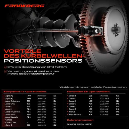 1x Kurbelwellensensor Impulsgeber für Opel Agila A Astra G H Corsa B C Meriva Tigra 1.0L-1.4L Bild 1x Kurbelwellensensor Impulsgeber für Opel Agila A Astra G H Corsa B C Meriva Tigra 1.0L-1.4L