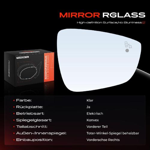 1x Spiegelglas Außenspiegel rechts für Ford Focus IV Stufenheck Turnier HP HN HM Bild 1x Spiegelglas Außenspiegel rechts für Ford Focus IV Stufenheck Turnier HP HN HM
