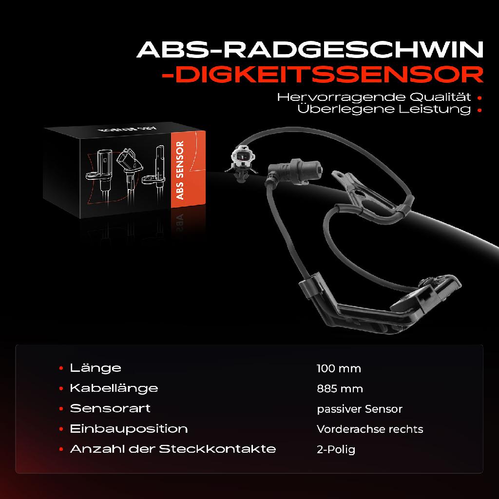 1x ABS Sensor Vorderachse rechts für Toyota Corolla Compact Kasten Liftback Station Wagon Urban Cruiser