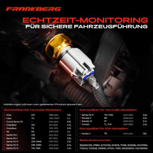 Frankberg 1x Kühlmitteltemperatur Sensor Temperatursensor für Hyundai Atos Equus/Centennial Getz Grand Santa Fé KIA Bild Frankberg 1x Kühlmitteltemperatur Sensor Temperatursensor für Hyundai Atos Equus/Centennial Getz Grand Santa Fé KIA