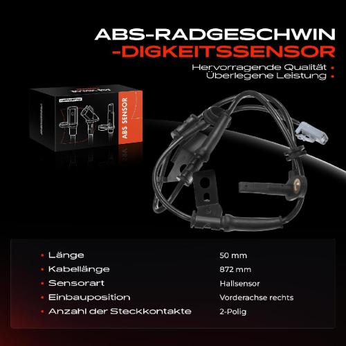 1x ABS Sensor Vorderachse rechts für Mitsubishi Grandis NAW 2.0L 2.4L 2004-2011 Bild 1x ABS Sensor Vorderachse rechts für Mitsubishi Grandis NAW 2.0L 2.4L 2004-2011