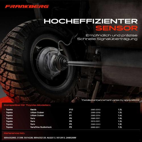 Frankberg 1x ABS Sensor Vorderachse links für Toyota Ractis Urban Cruiser Yaris Yaris/Vios Stufenheck 2005-2016 Bild Frankberg 1x ABS Sensor Vorderachse links für Toyota Ractis Urban Cruiser Yaris Yaris/Vios Stufenheck 2005-2016