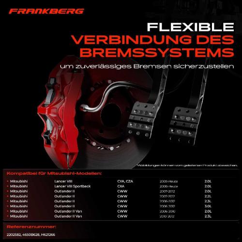 1x Bremsschlauch Bremsschläuche Hinterachse Links oder Rechts für Mitsubishi Lancer Outlander II Bild 1x Bremsschlauch Bremsschläuche Hinterachse Links oder Rechts für Mitsubishi Lancer Outlander II