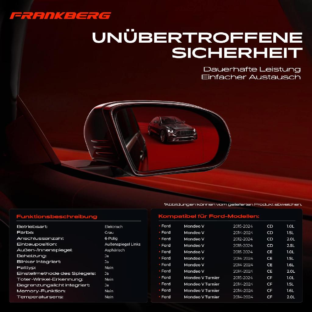 1x Außenspiegel Links für Ford Mondeo V CE CD CF 1.0L 1.5L 1.6L 2.0L 2.5L Bj ab 2012