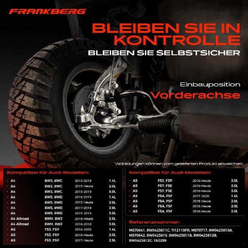 Frankberg 1x Querlenker Satz Vorderachse für Audi A4 Allroad Avant A5 Cabriolet Sportback 1.4L 2.0L 3.0L 2.9L Bj ab 2015 Bild Frankberg 1x Querlenker Satz Vorderachse für Audi A4 Allroad Avant A5 Cabriolet Sportback 1.4L 2.0L 3.0L 2.9L Bj ab 2015