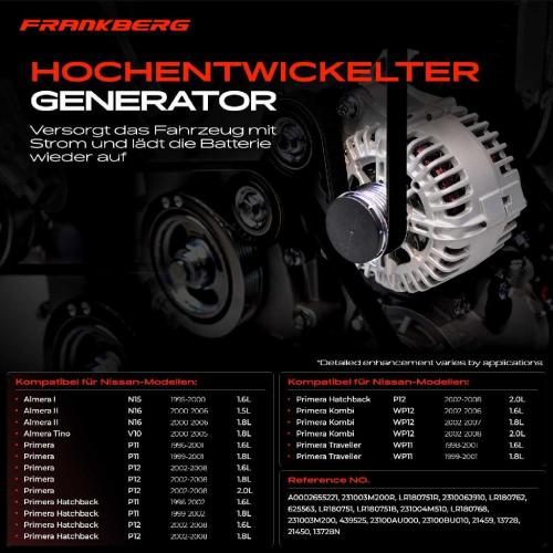 1x Lichtmaschine Generator für Nissan Almera N15 N16 V10 Primera P11 P12 WP12 Bild 1x Lichtmaschine Generator für Nissan Almera N15 N16 V10 Primera P11 P12 WP12