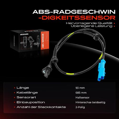 Frankberg 1x ABS Sensor Hinterachse beidseitig für Citroën C3 Aircross II Van III C4 Cactus Opel Crossland X Peugeot 208 Bild Frankberg 1x ABS Sensor Hinterachse beidseitig für Citroën C3 Aircross II Van III C4 Cactus Opel Crossland X Peugeot 208