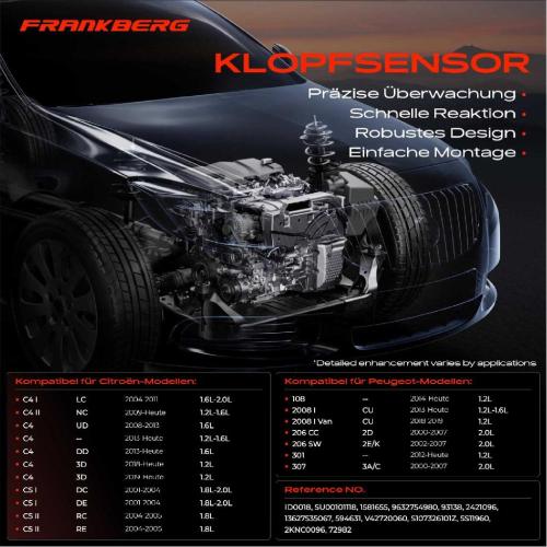 Frankberg 1x Klopfsensor Klopfgeber für Citroën Berlingo C3 C4 C5 DS Xsara Peugeot 208 307 Bild Frankberg 1x Klopfsensor Klopfgeber für Citroën Berlingo C3 C4 C5 DS Xsara Peugeot 208 307