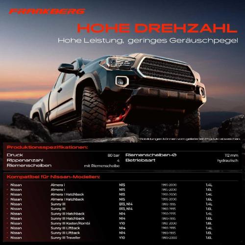 Frankberg 1x Servopumpe hydraulisch für Nissan Almera I N15 Sunny III N14 Y10 Bild Frankberg 1x Servopumpe hydraulisch für Nissan Almera I N15 Sunny III N14 Y10