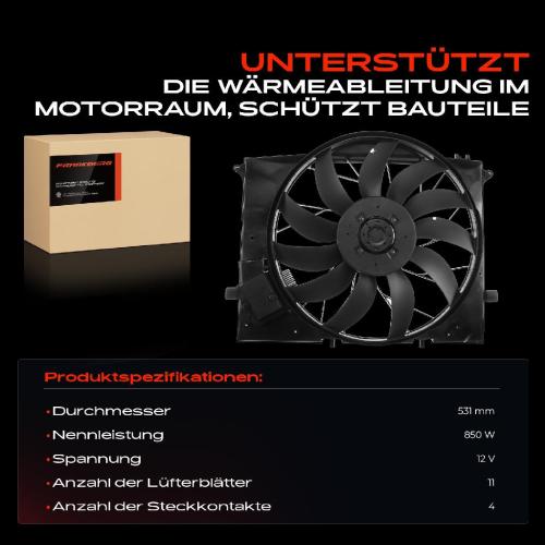 1x Motorkühller Einfachlüfter mit Kühlerlüfterrahmen Mercedes-Benz S-Klasse W220 C215 SL R230 Bild 1x Motorkühller Einfachlüfter mit Kühlerlüfterrahmen Mercedes-Benz S-Klasse W220 C215 SL R230