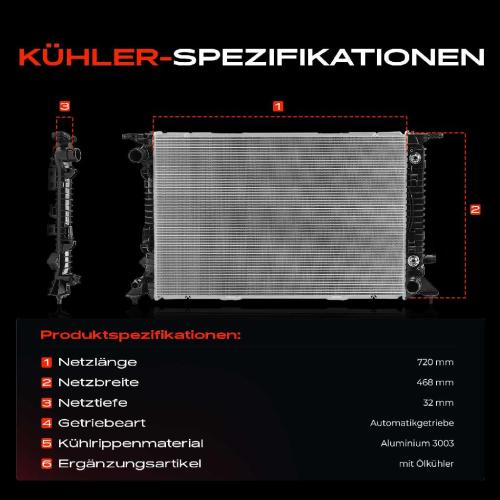 Frankberg 1x Kühler Wasserkühler Motorkühler für Audi Q5 8RB 3.0L 2008-2017 Bild Frankberg 1x Kühler Wasserkühler Motorkühler für Audi Q5 8RB 3.0L 2008-2017