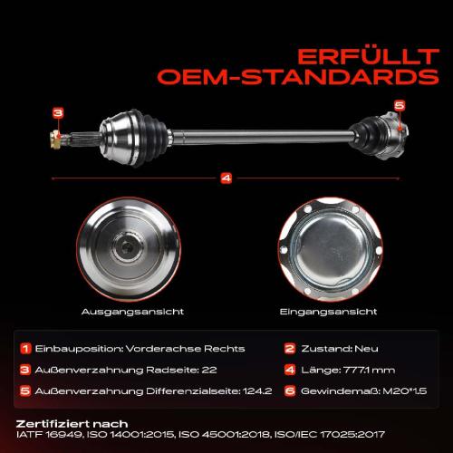 Frankberg 1x Antriebswelle Vorderachse Rechts für VW Golf III 1H1 1H5 IV 1E7 Vento 1H2 1991-2002 Bild Frankberg 1x Antriebswelle Vorderachse Rechts für VW Golf III 1H1 1H5 IV 1E7 Vento 1H2 1991-2002