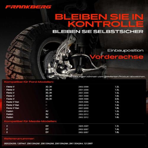 Frankberg 1x Querlenker Vorderachse für Ford Fiesta V Van Fusion Mazda 2 1.2L 1.3L 1.4L 1.6L 2.0L 2001-2012 Bild Frankberg 1x Querlenker Vorderachse für Ford Fiesta V Van Fusion Mazda 2 1.2L 1.3L 1.4L 1.6L 2.0L 2001-2012