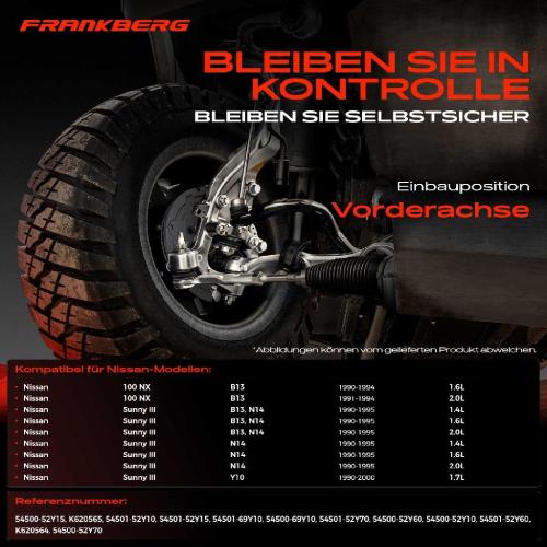 Frankberg 1x Querlenker Vorderachse für Nissan 100 NX Sunny III Hatchback Kasten/Kombi Liftback Traveller Bild Frankberg 1x Querlenker Vorderachse für Nissan 100 NX Sunny III Hatchback Kasten/Kombi Liftback Traveller