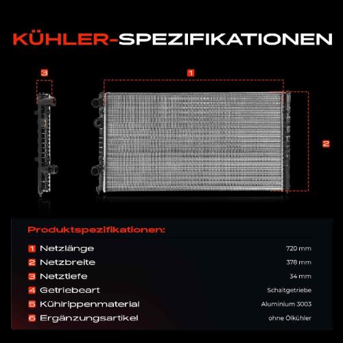 Frankberg 1x Kühler Wasserkühler Motorkühler für VW Passat 35I 3A2 3A5 1993-1997 Bild Frankberg 1x Kühler Wasserkühler Motorkühler für VW Passat 35I 3A2 3A5 1993-1997