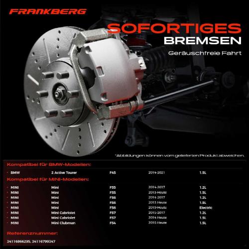 Frankberg 2x Bremsscheiben Vorderachse für BMW 2 Active Tourer F45 MINI F55 F56 F57 F54 Bj ab 2013 Bild Frankberg 2x Bremsscheiben Vorderachse für BMW 2 Active Tourer F45 MINI F55 F56 F57 F54 Bj ab 2013