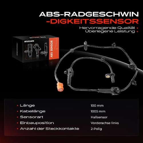 1x ABS Sensor Vorderachse links für Honda Jazz II GD GE2 GE3 1.3L 2002-2003 Bild 1x ABS Sensor Vorderachse links für Honda Jazz II GD GE2 GE3 1.3L 2002-2003