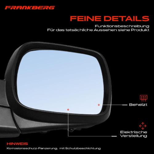 Frankberg 1x Außenspiegel Rechts für Renault Kangoo KW0/1 FW0/1 1.5L 1.6L Bj ab 2008 Bild Frankberg 1x Außenspiegel Rechts für Renault Kangoo KW0/1 FW0/1 1.5L 1.6L Bj ab 2008