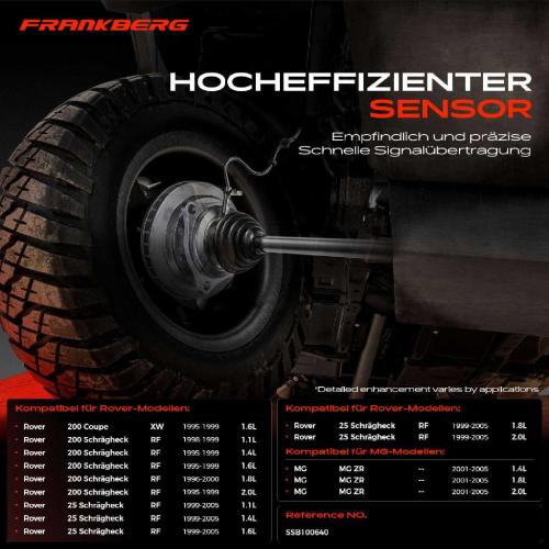 Frankberg 1x ABS Sensor Hinterachse beidseitig für MG ZR Rover 200 Coupe Schrägheck 25 Streetwise 1.4L 1995-2005 Bild Frankberg 1x ABS Sensor Hinterachse beidseitig für MG ZR Rover 200 Coupe Schrägheck 25 Streetwise 1.4L 1995-2005