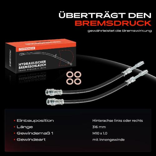 Frankberg 2x Bremsschlauch Bremsschläuche Hinterachse Links oder Rechts für Audi A4 Avant 8W2 8WC A5 F53 F5P 2.0L Bild Frankberg 2x Bremsschlauch Bremsschläuche Hinterachse Links oder Rechts für Audi A4 Avant 8W2 8WC A5 F53 F5P 2.0L
