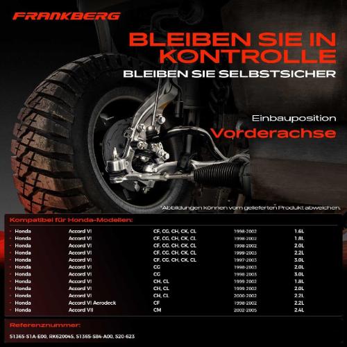 Frankberg 1x Querlenker Vorderachse für Honda Accord VI Aerodeck Coupe Hatchback VII 2.2L 3.0L 2.4L 1997-2005 Bild Frankberg 1x Querlenker Vorderachse für Honda Accord VI Aerodeck Coupe Hatchback VII 2.2L 3.0L 2.4L 1997-2005