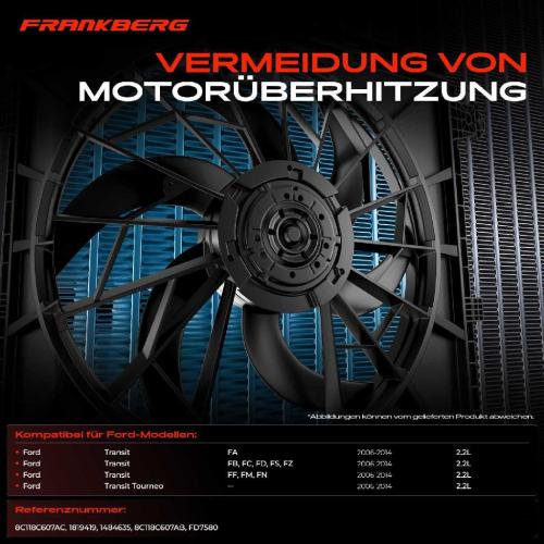 Frankberg 1x Motorkühller Doppellüfter mit Kühlerlüfterrahmen Ford Transit Bus FB FC FD FS FZ FA FF FM FN Bild Frankberg 1x Motorkühller Doppellüfter mit Kühlerlüfterrahmen Ford Transit Bus FB FC FD FS FZ FA FF FM FN