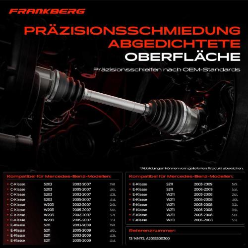 Frankberg 1x Antriebswelle Gelenksatz Vorderachse für Mercedes-Benz C-Klasse W203 S203 W211 S211 Bild Frankberg 1x Antriebswelle Gelenksatz Vorderachse für Mercedes-Benz C-Klasse W203 S203 W211 S211