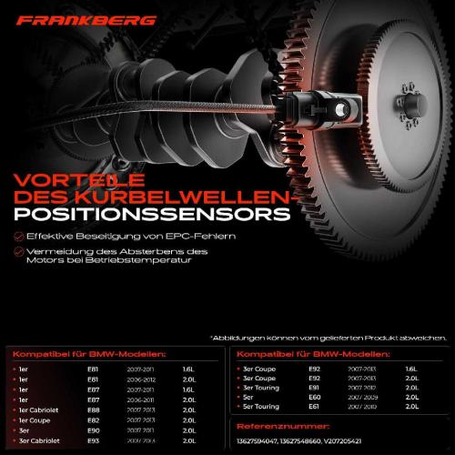 1x Kurbelwellensensor Impulsgeber für BMW E81/82 E87 E88 E90 E91 E92 E93 E60/61 N43 Bild 1x Kurbelwellensensor Impulsgeber für BMW E81/82 E87 E88 E90 E91 E92 E93 E60/61 N43