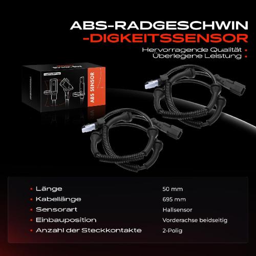 2x ABS Sensor Vorne für Opel Vivaro A Combi Kasten Renault Trafic II Bus 1.9L Bj ab 2001 Bild 2x ABS Sensor Vorne für Opel Vivaro A Combi Kasten Renault Trafic II Bus 1.9L Bj ab 2001