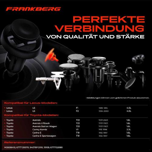 Frankberg 20x Befestigungsclips Verkleidung für Toyota Corolla E12 Verso Yaris P1 Carina E Lexus LS Bild Frankberg 20x Befestigungsclips Verkleidung für Toyota Corolla E12 Verso Yaris P1 Carina E Lexus LS