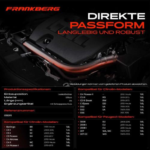 Frankberg 1x Kühlerschlauch Turboschlauch für Citroën Berlingo Kasten/MPV Multispace C3 II Picasso C4 Peugeot Bild Frankberg 1x Kühlerschlauch Turboschlauch für Citroën Berlingo Kasten/MPV Multispace C3 II Picasso C4 Peugeot