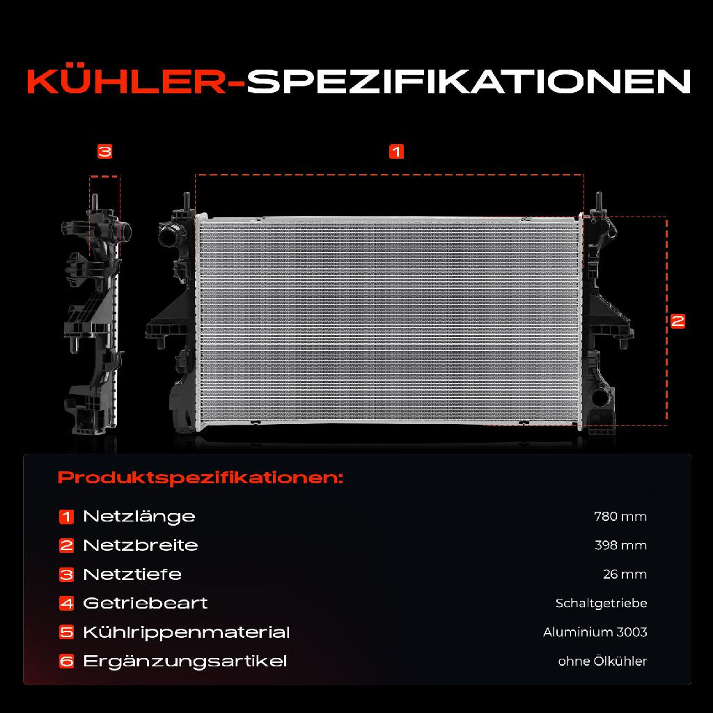 1x Kühler Wasserkühler Motorkühler für Citroën Jumper Boxer 2.0L 2.2L