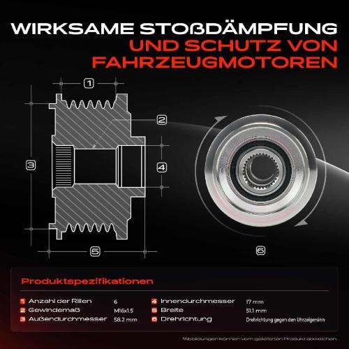 1x Generatorfreilauf Lichtmaschine für Ford Land Rover Discovery Volvo S60 2.0L Bild 1x Generatorfreilauf Lichtmaschine für Ford Land Rover Discovery Volvo S60 2.0L