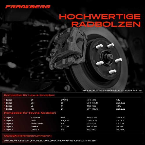 20x Radbolzen für Toyota Yaris Auris Avensis Carina Corolla Lexus Bild 20x Radbolzen für Toyota Yaris Auris Avensis Carina Corolla Lexus