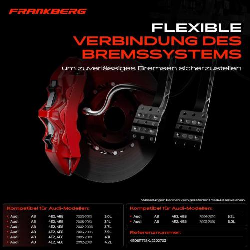 1x Bremsschlauch Bremsschläuche Hinterachse Links oder Rechts für Audi A8 4E2 4E8 3.0L 3.1L 2002-2010 Bild 1x Bremsschlauch Bremsschläuche Hinterachse Links oder Rechts für Audi A8 4E2 4E8 3.0L 3.1L 2002-2010