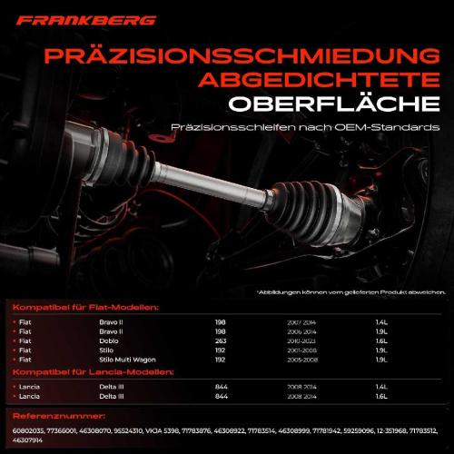 Frankberg 1x Antriebswelle Gelenksatz Vorderachse für Fiat Bravo 2 198 Doblo 263 Stilo 192 Lancia Bild Frankberg 1x Antriebswelle Gelenksatz Vorderachse für Fiat Bravo 2 198 Doblo 263 Stilo 192 Lancia
