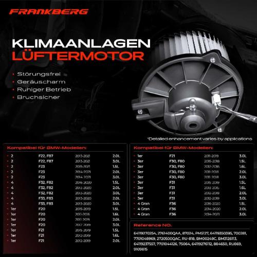 Frankberg 1x Gebläsemotor Innenraumgebläse für BMW F20 F21 F22 F23 F30 F31-F33 F34 Bild Frankberg 1x Gebläsemotor Innenraumgebläse für BMW F20 F21 F22 F23 F30 F31-F33 F34