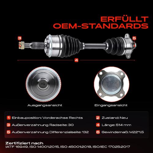 1x Antriebswelle Vorderachse Rechts für Mitsubishi Pajero III V6W V7W 2000-2007 Bild 1x Antriebswelle Vorderachse Rechts für Mitsubishi Pajero III V6W V7W 2000-2007