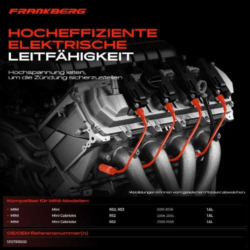 4x Zündleitungssatz Zündkabel für MINI Mini Cabriolet R50 R53 R52 Bild 4x Zündleitungssatz Zündkabel für MINI Mini Cabriolet R50 R53 R52