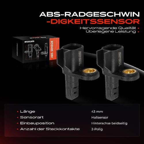Frankberg 2x ABS Sensor Hinterachse beidseitig für Volvo XC40 536 1.5L 2.0L Bj ab 2017 Bild Frankberg 2x ABS Sensor Hinterachse beidseitig für Volvo XC40 536 1.5L 2.0L Bj ab 2017