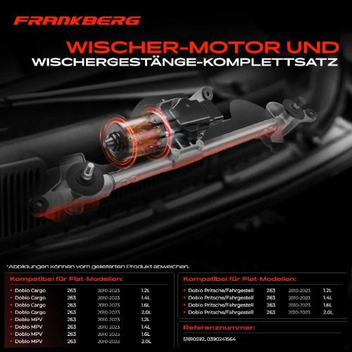 Frankberg 1x Wischerarm Scheibenwischer Vorne für Fiat Doblo Cargo MPV 263 1.6L Bild Frankberg 1x Wischerarm Scheibenwischer Vorne für Fiat Doblo Cargo MPV 263 1.6L
