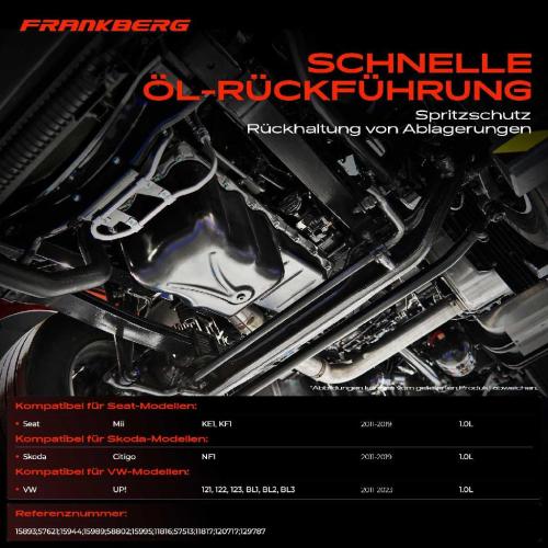 Frankberg 1x Ölwanne Motorölwanne für VW UP Skoda Citigo NF Seat Mii KE KF 1.0L Bj ab 2011 Bild Frankberg 1x Ölwanne Motorölwanne für VW UP Skoda Citigo NF Seat Mii KE KF 1.0L Bj ab 2011