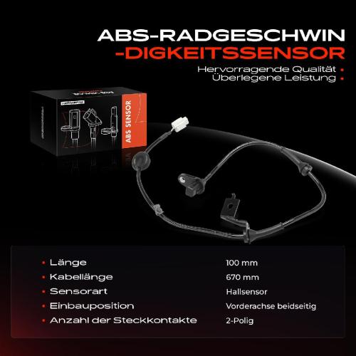 1x ABS Sensor Vorderachse beidseitig für Suzuki Alto GF HA25 HA35 1.0L Bj ab 2009 Bild 1x ABS Sensor Vorderachse beidseitig für Suzuki Alto GF HA25 HA35 1.0L Bj ab 2009