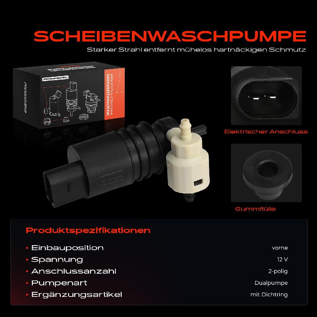 1x Waschwasserpumpe Scheibenreinigung Vorne für VW Golf Touareg Audi A1 A3 A4 A6