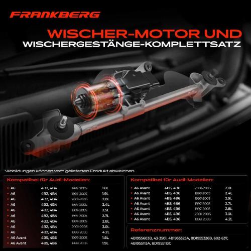 Frankberg 1x Wischerarm Scheibenwischer Vorne für Audi A6 Avant 4B C5 4B2 4B5 C5 1997-2005 Bild Frankberg 1x Wischerarm Scheibenwischer Vorne für Audi A6 Avant 4B C5 4B2 4B5 C5 1997-2005