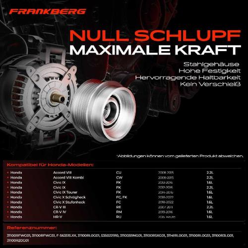 1x Generatorfreilauf Lichtmaschine für Honda CR-V 3 4 Accord HR-V 1.6L 2.2L Bild 1x Generatorfreilauf Lichtmaschine für Honda CR-V 3 4 Accord HR-V 1.6L 2.2L