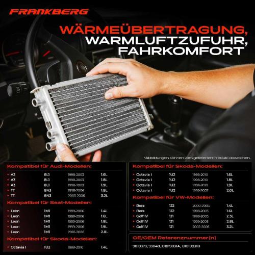 1x Wärmetauscher Innenraumheizung für VW Golf 4 1J Audi A3 8L Seat Skoda 1.4L-3.2L Bild 1x Wärmetauscher Innenraumheizung für VW Golf 4 1J Audi A3 8L Seat Skoda 1.4L-3.2L